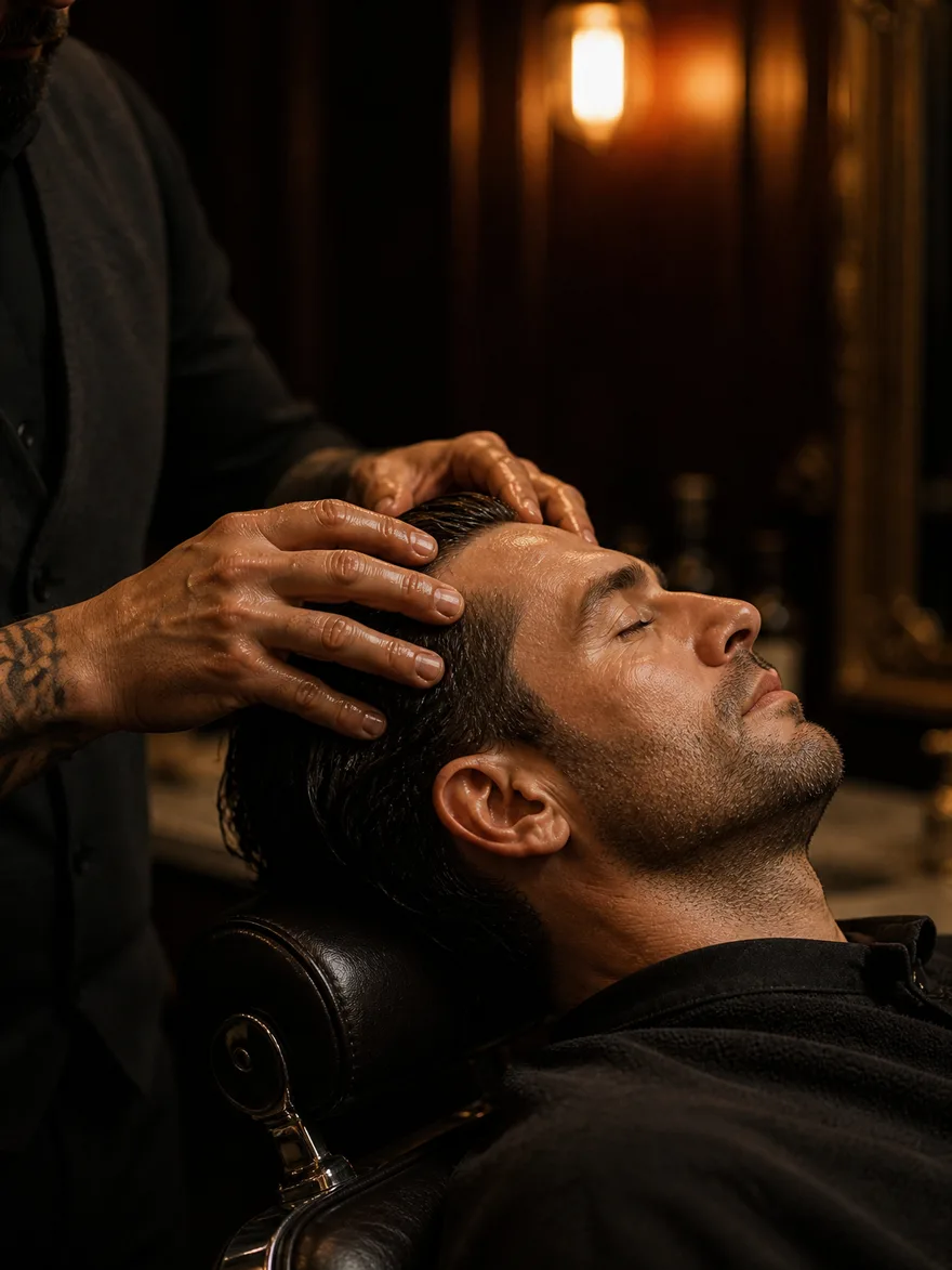 Kopfmassage mit duftendem Öl